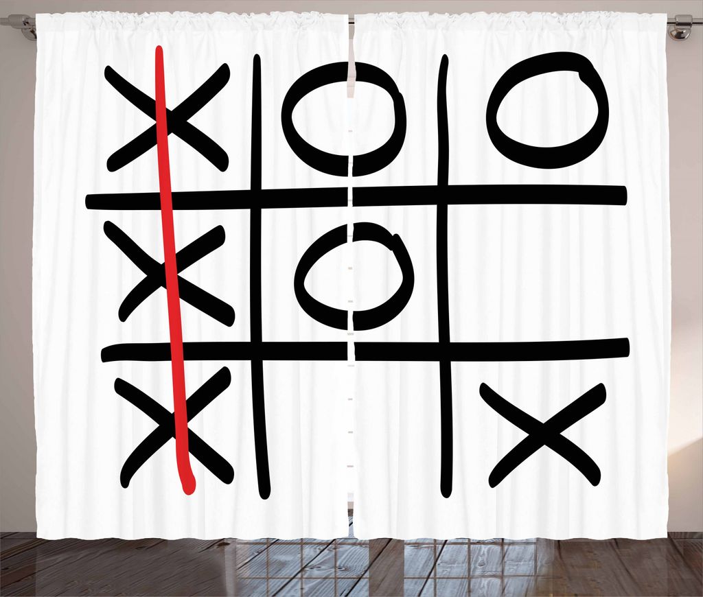 ABAKUHAUS Xo Rustikaler Vorhang, Beliebte Game Theme Pattern, Wohnzimmer Universalband Gardinen mit Schlaufen und Haken, 280 x 245 cm, Vermilion Sc...