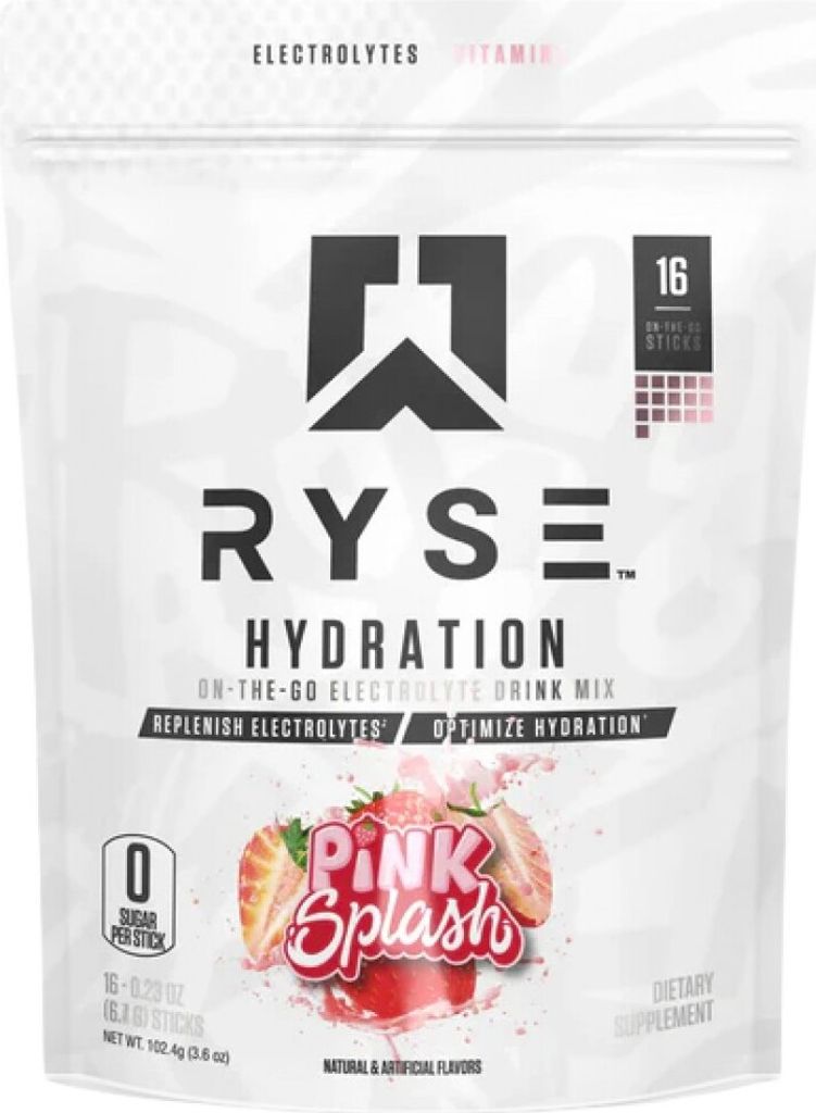 RYSE Hydration Sticks (16 Serv) Pink Splash - Intra- & Produktbild 