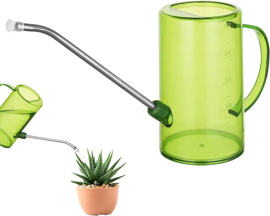 35oz/1L Gießkanne aus Kunststoff mit langem Ausguss - Mini-Gartengießkanne für Zimmer- und Gartenpflanzen, Sukkulenten, Blumen (Grün)