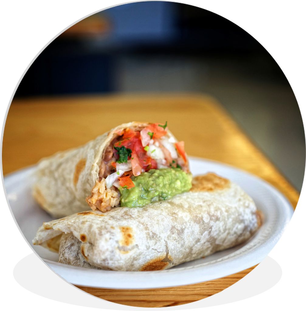 MuchoWow Rundes Wandbild - Runde Bilder Leckere frische Burritos werden serviert Ø 60 cm Kreis Wanddekoration Kunststoff - Wandkreis - Wandschmu...