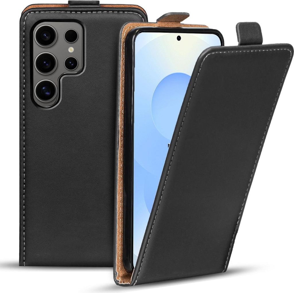 Conie Ultra Slim Klapp Tasche für Samsung Galaxy S25 Ultra schlanke Hülle Rundumschutz in Schwarz