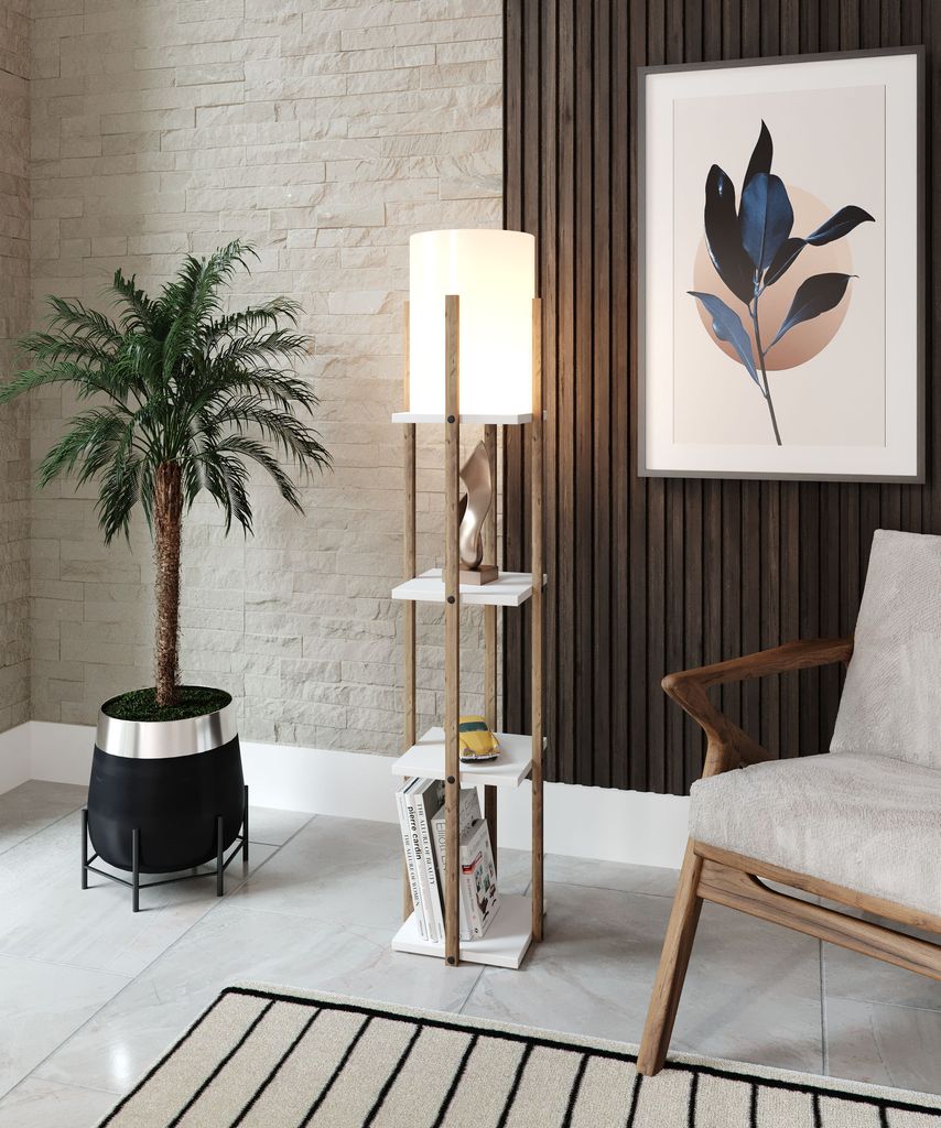 Opviq, Nora - White, Stehlampen, Weiß, aus MDF, 21 x 21 x Produktbild 