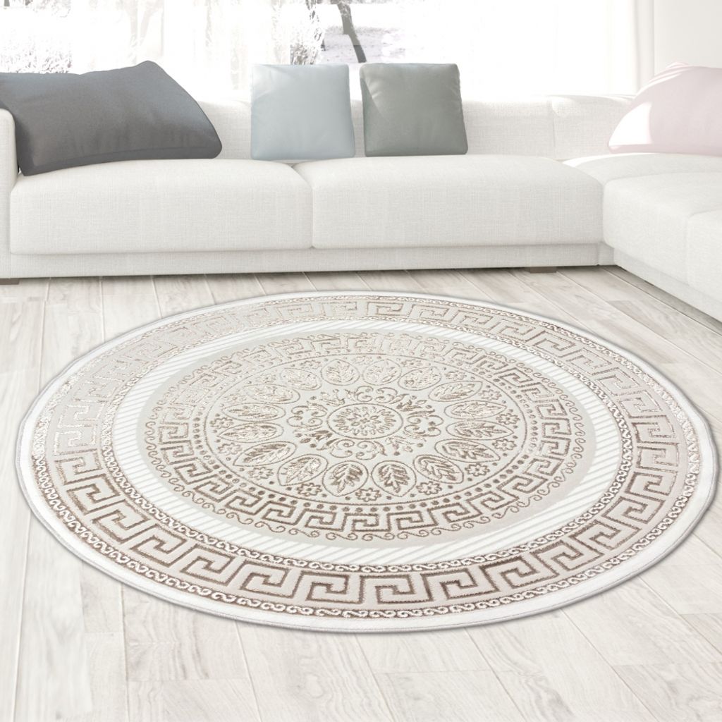 Teppich mit orientalischem Flair | | weiß beige Größe - 120 cm Rund