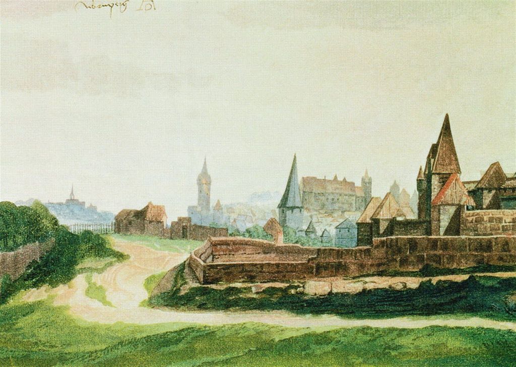 Kunstkarte Albrecht Dürer "Nürnberg (Westteil der Stadt)"