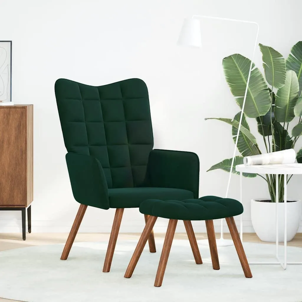 Poltrona Relax in Velluto Verde con Sgabello vidaXL | Ideale Soggiorno