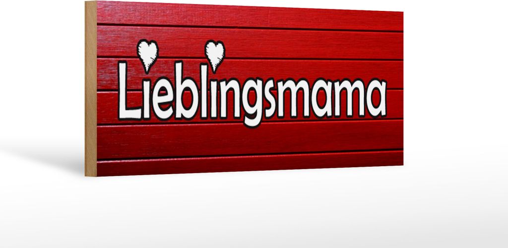 Holzschild Lieblingsmama Herz, 27 x 10 cm, Holzschilder Spruch Glück Liebe