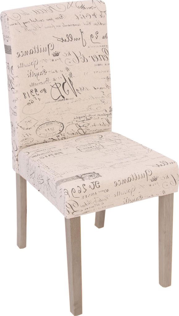 2er-Set Esszimmerstuhl klassisch und zeitlos | HxBxT 90x43x56cm | Sitzhöhe 45cm | Stuhl Küchenstuhl | Textil mit Schriftzug | Beine Struktur - Ei...