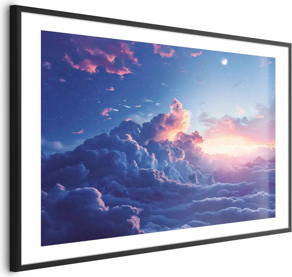 Art Wall Poster Montagne Notte 90x60 Cornice Nera Premium