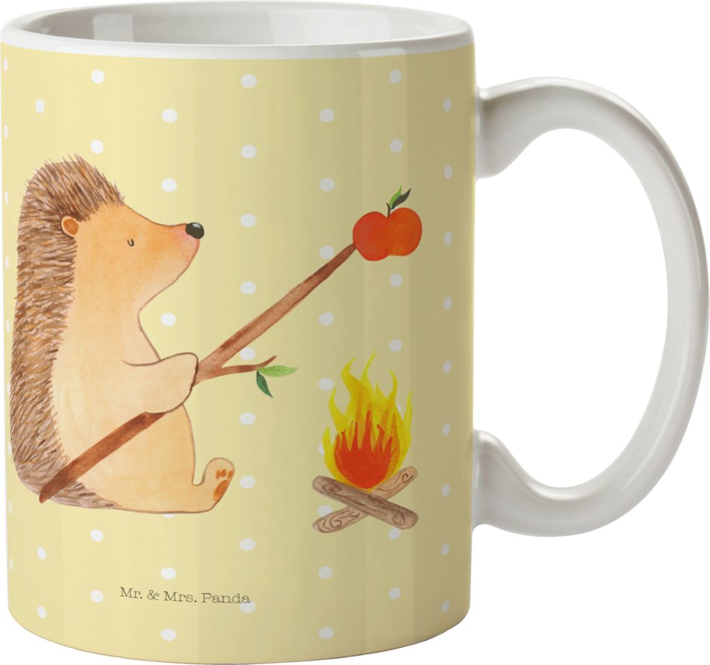 Mr. & Mrs. Panda Kaffeetasse Igel Grillen - Gelb Pastell - Geschenk, Kaffeebecher, Lustige Sprüche, Ziele, Teetasse, Motivation, Sinn Des Lebens, ...