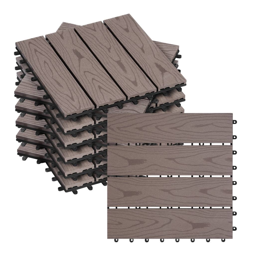 WOLTU WPC Terrassenfliesen Holzoptik Terrassendielen Fliese Produktbild 