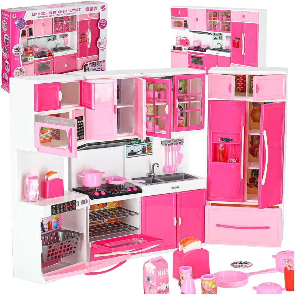 Mobili per bambole cucina 4 segmenti LED suoni 48 cm Immagine del prodotto 