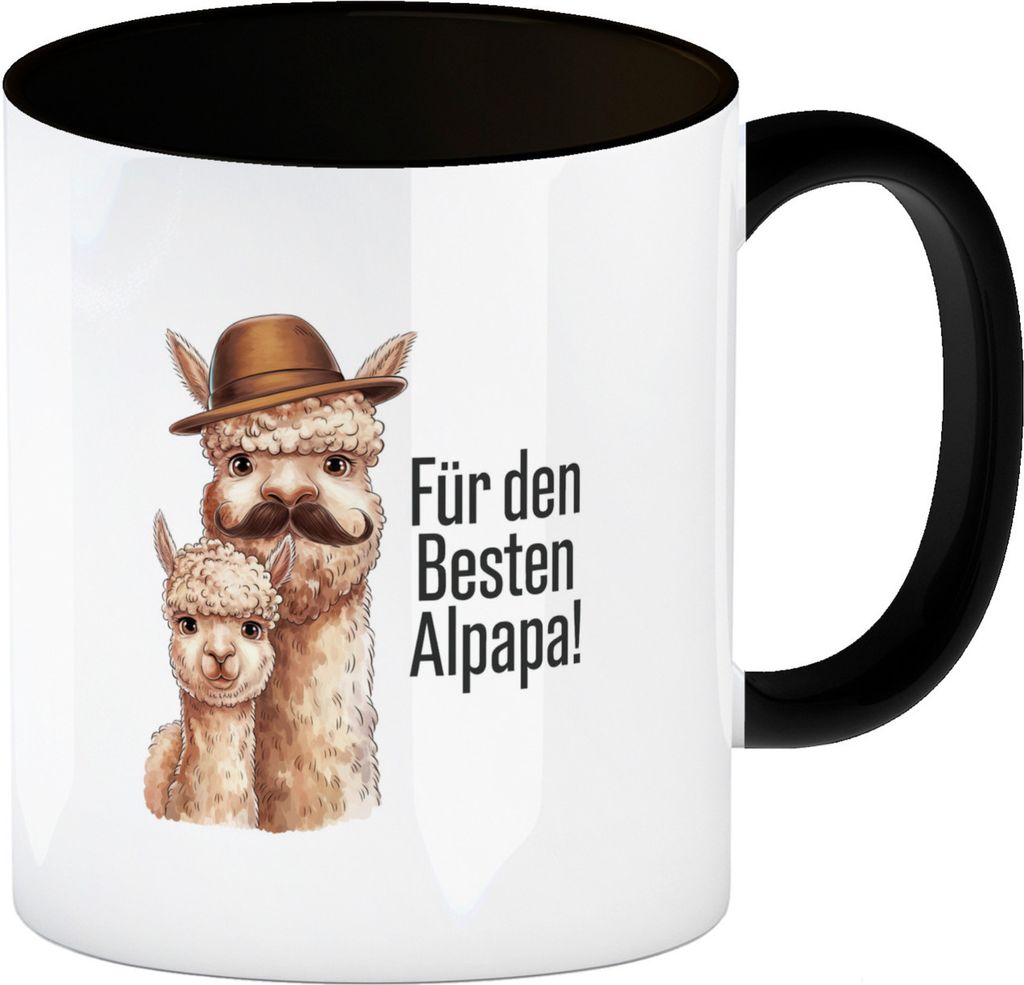 Für den besten ALPAPA! Kaffeebecher in schwarz - Alpaka Papa