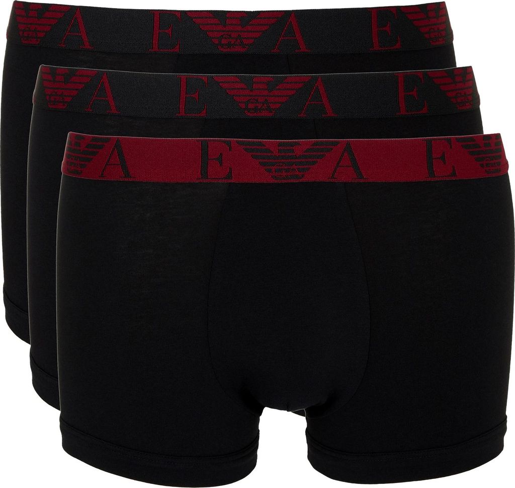 EMPORIO ARMANI Herren Trunks Boxershorts 3-Pack Stretch Baumwolle im Multipack XL 3Boxer/Schwarz