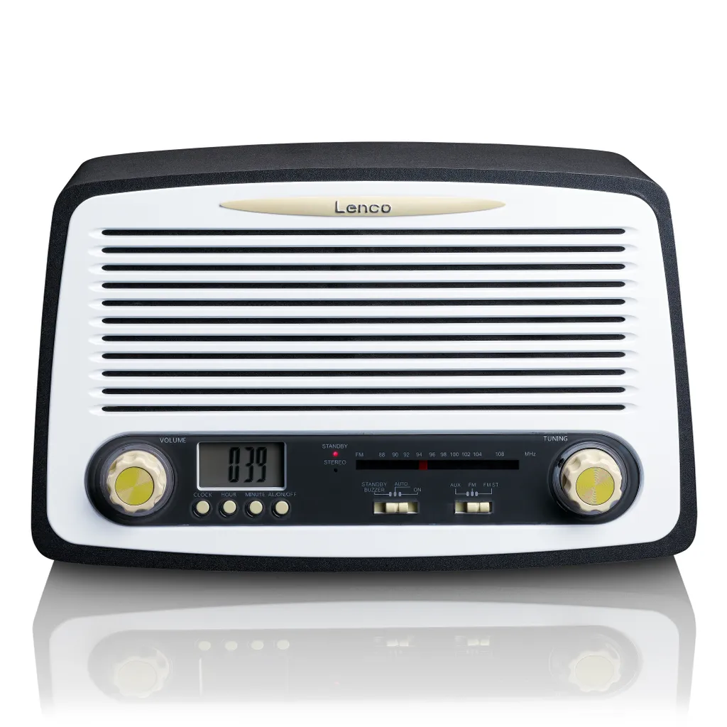 Radio de Table Vintage avec Horloge FM Lenco SR-02GY pour Salon et Bureau