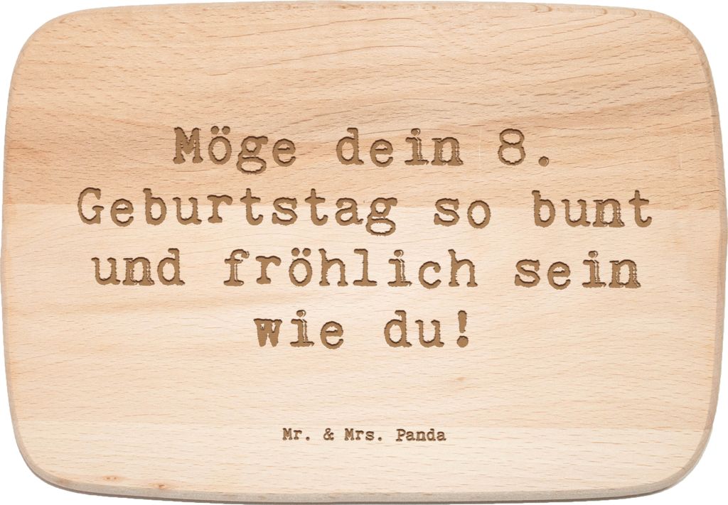 Mr. & Mrs. Panda Holzbrett Spruch 8. Geburtstag Freude - Transparent - Geschenk, feiern, Frühstücksbrettchen, besonderes Kind, Küchenbrett, Alte...
