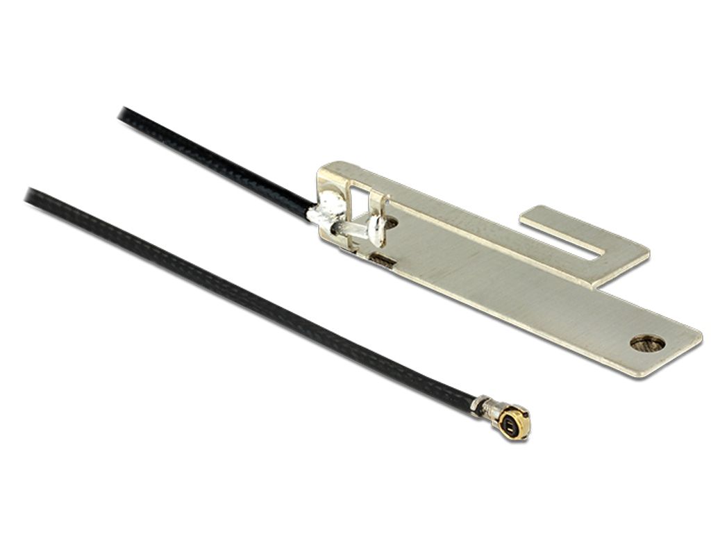 DeLOCK WLAN MHF IV/HSC MXHP32, 3 dBi, 2.4 - 2.5 GHz, 50 Ohm, F-Typ, Schwarz, 0,25 m
