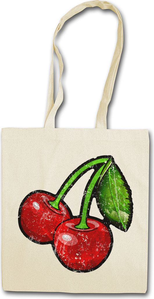 Urban Backwoods Oldschool Cherries Vintage Logo I, Stofftasche, Farbe: Beige