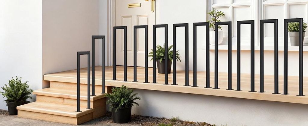 Vigevee 85cm U-Form Treppengeländer Schwarz Ovalrohr Handlauf Aufrechte Montage