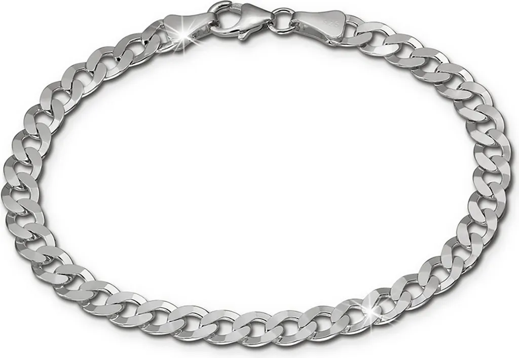 Bracelet Gourmette Plate en Argent Massif 19cm pour Femme et Homme