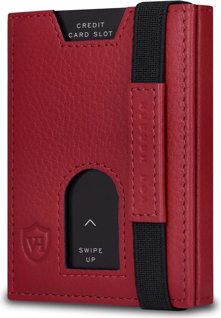 Slim Wallet mit Münzfach & RFID-Schutz - Leder Geldbeutel - Mini Geldbörse für Herren und Damen - Kartenetui Echtleder Karten Portemonnaie klein