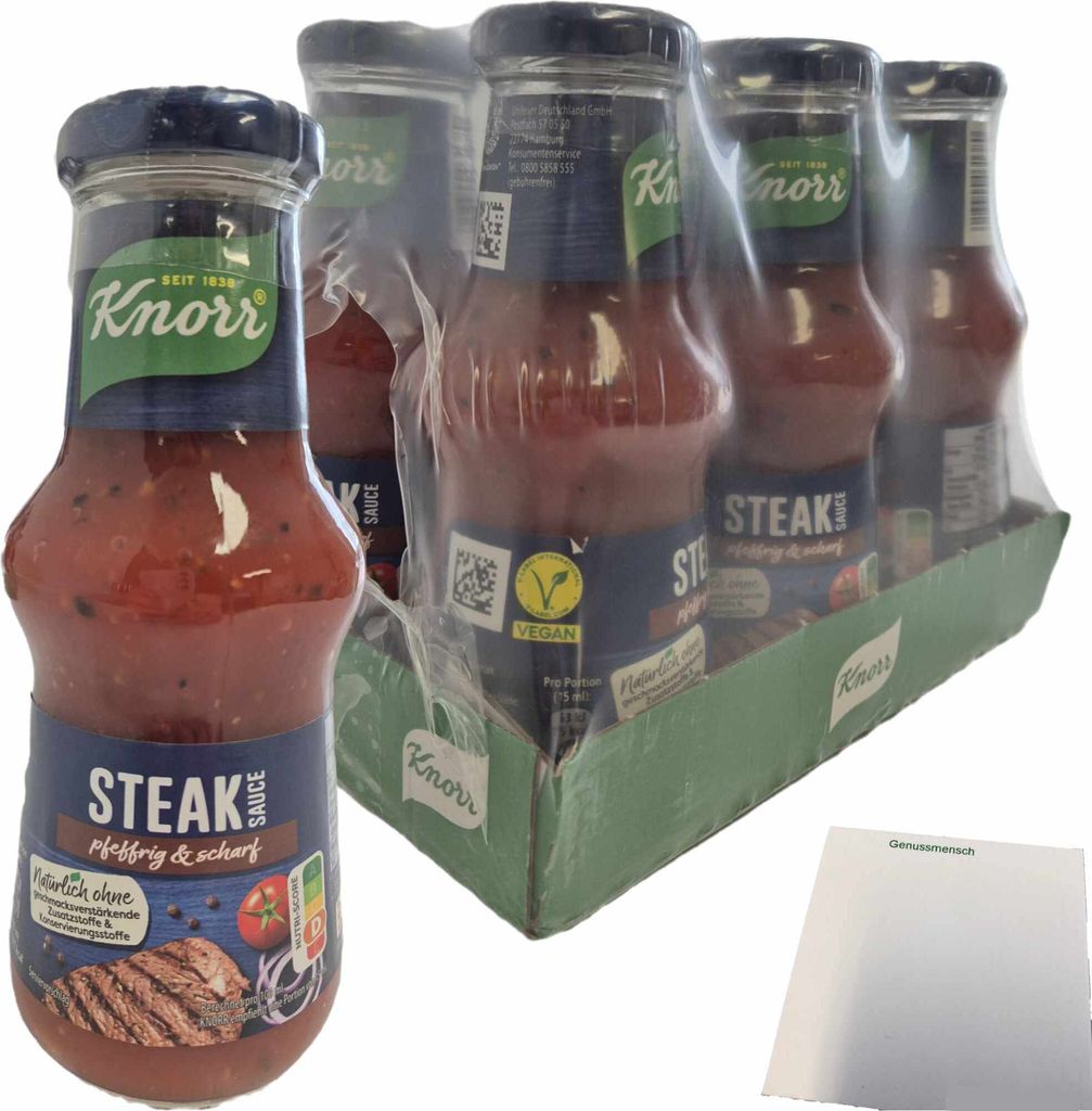 Knorr Steak Sauce 6er Pack (6x250ml Glas) + usy Block