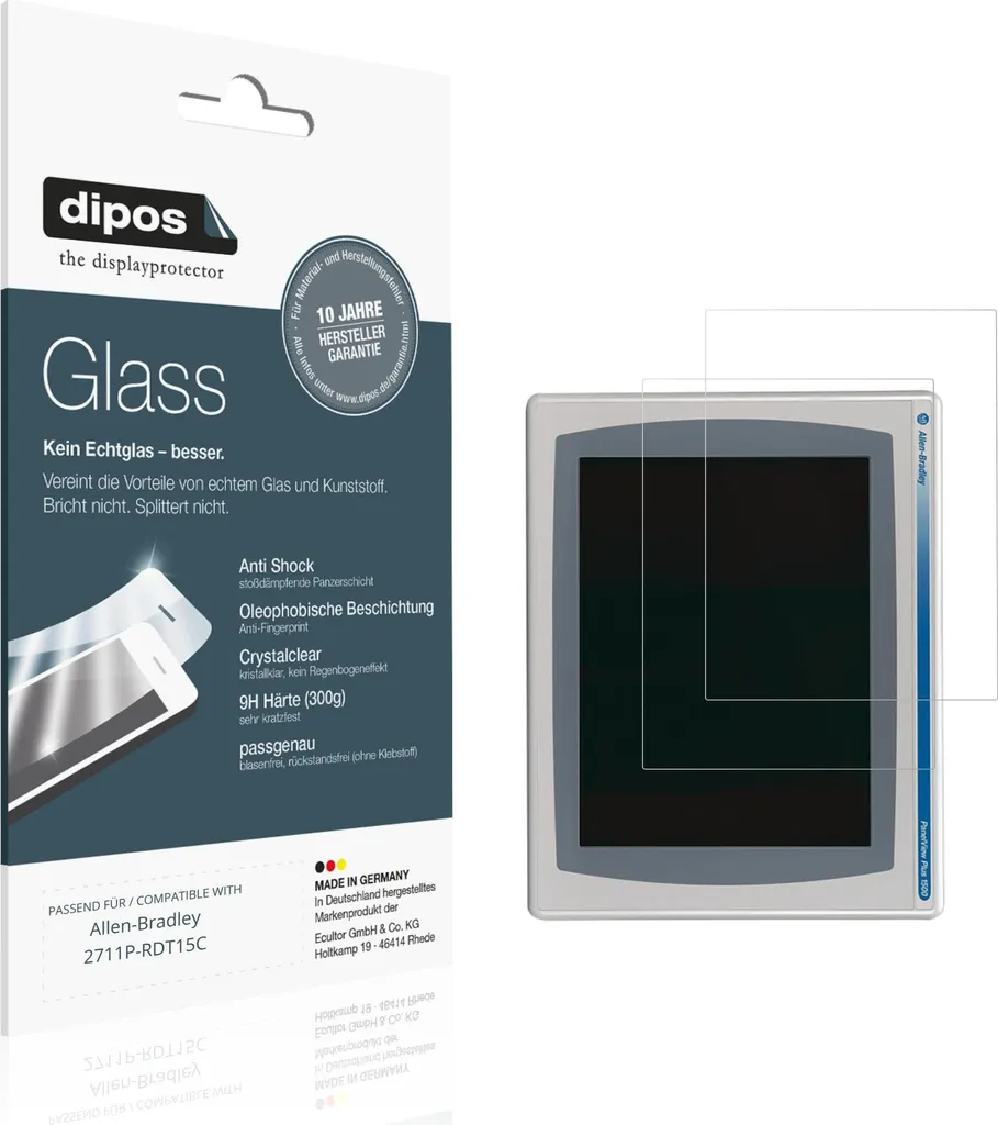 2x Protection écran Allen-Bradley 2711P-RDT15C Verre Souple 9H dipos