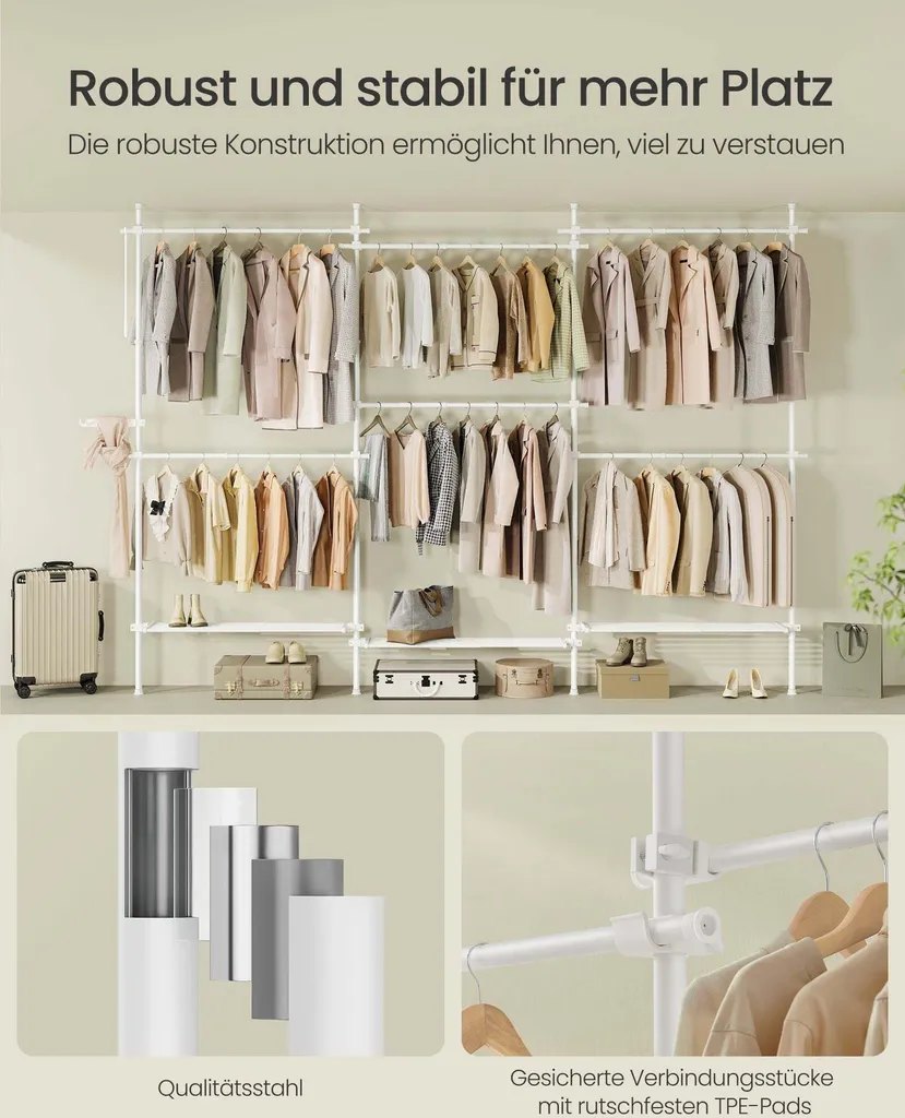Dressing télescopique modulable Rootz en acier blanc pour chambre - 5