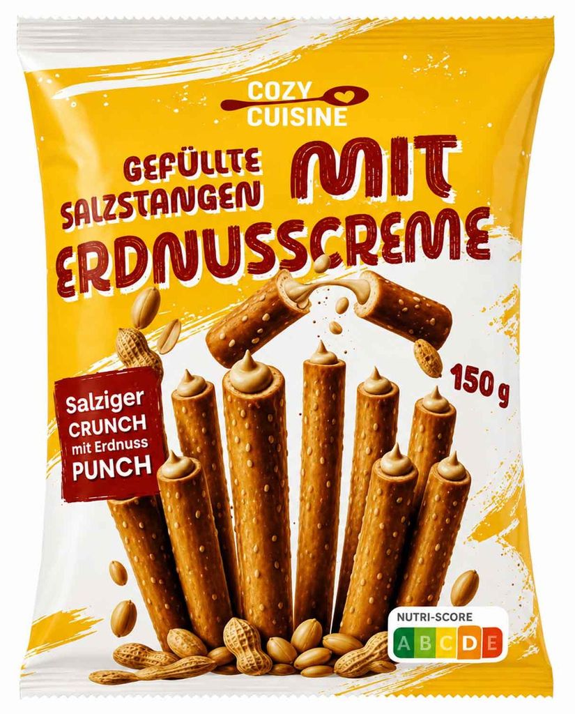 Cozy Cuisine Gefüllte Salzstangen mit Erdnusscreme 150g Produktbild 