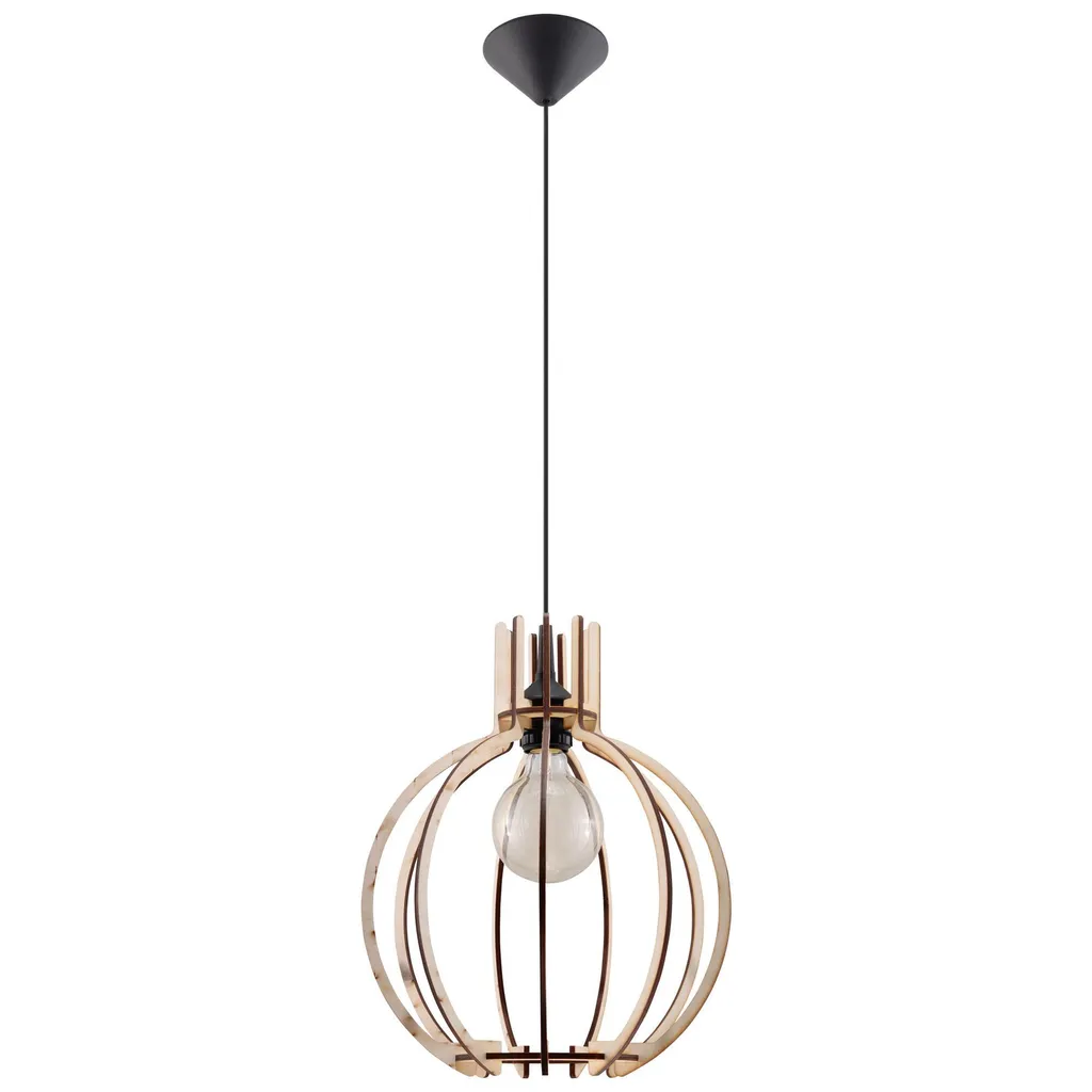 TECNOLUX EURO Lampada A Sospensione In Legno Rosca E27, Naturale, Per Sala Studio E Camera Da Letto - 4