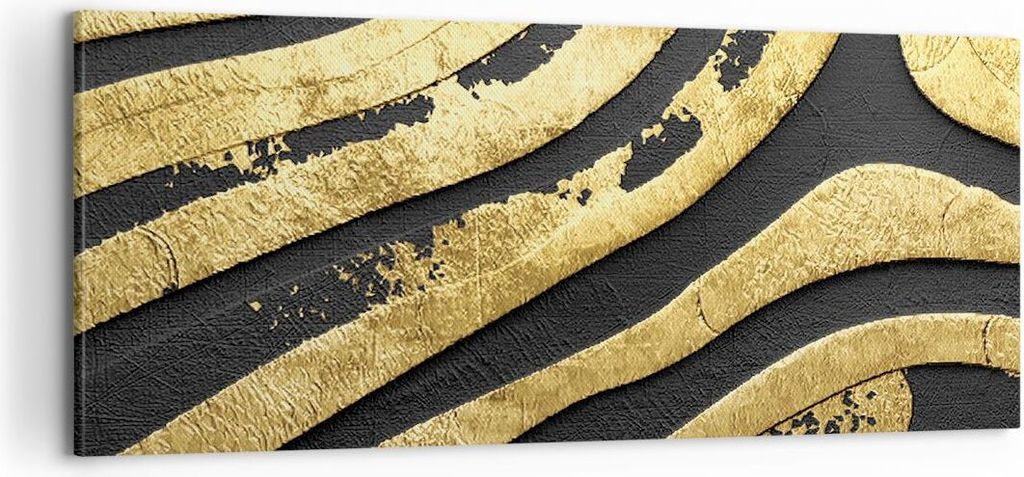 Bild auf Leinwand - Leinwandbild - Einteilig - Abstraktion dreidimensional Gold - 100x40cm - Wand Bild - Wanddeko - Wandbilder - Leinwanddruck - Bi...