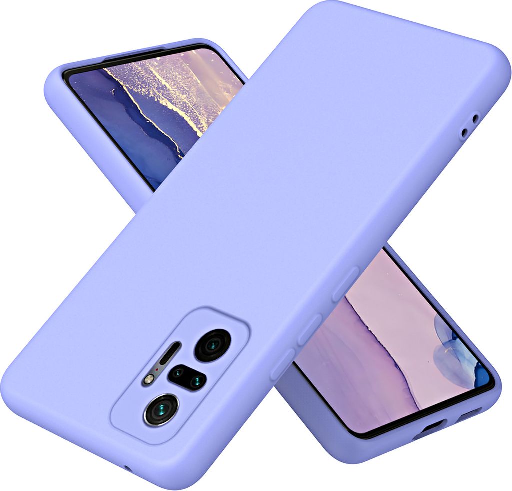 Redmi Note 10 Pro Hülle, Flüssig Silikon Handyhülle Stoßfest Kratzfest Schutzhülle für Xiaomi Redmi Note 10 Pro/Note 10 Pro Max Lila