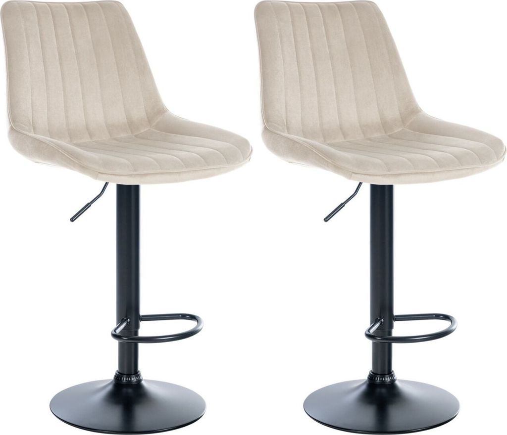 2er Set Barhocker Toni Samt schwarz creme