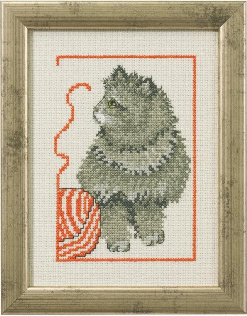 Permin Kreuzstich Stickpackung "Kätzchen sitzend", Zählmuster, 15x20cm, 92-0144