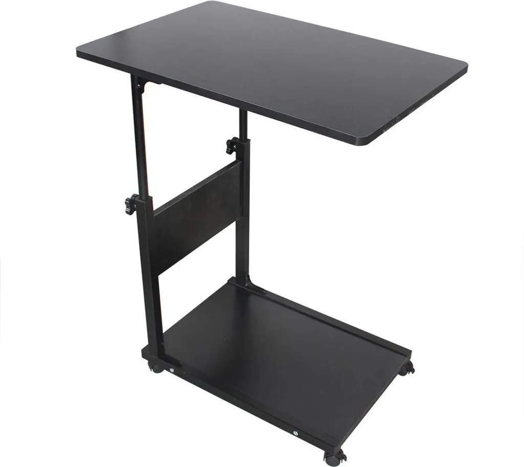 Bureau de lit à roulettes et table d'appoint ergonomique ajustable noire