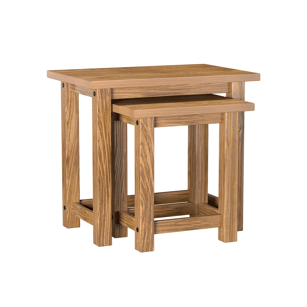 Ensemble de 2 tables EL DORADO chêne antique - Tables gigognes design