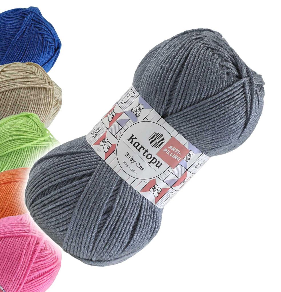 100g Strickgarn Kartopu BABY ONE Antipilling graublau