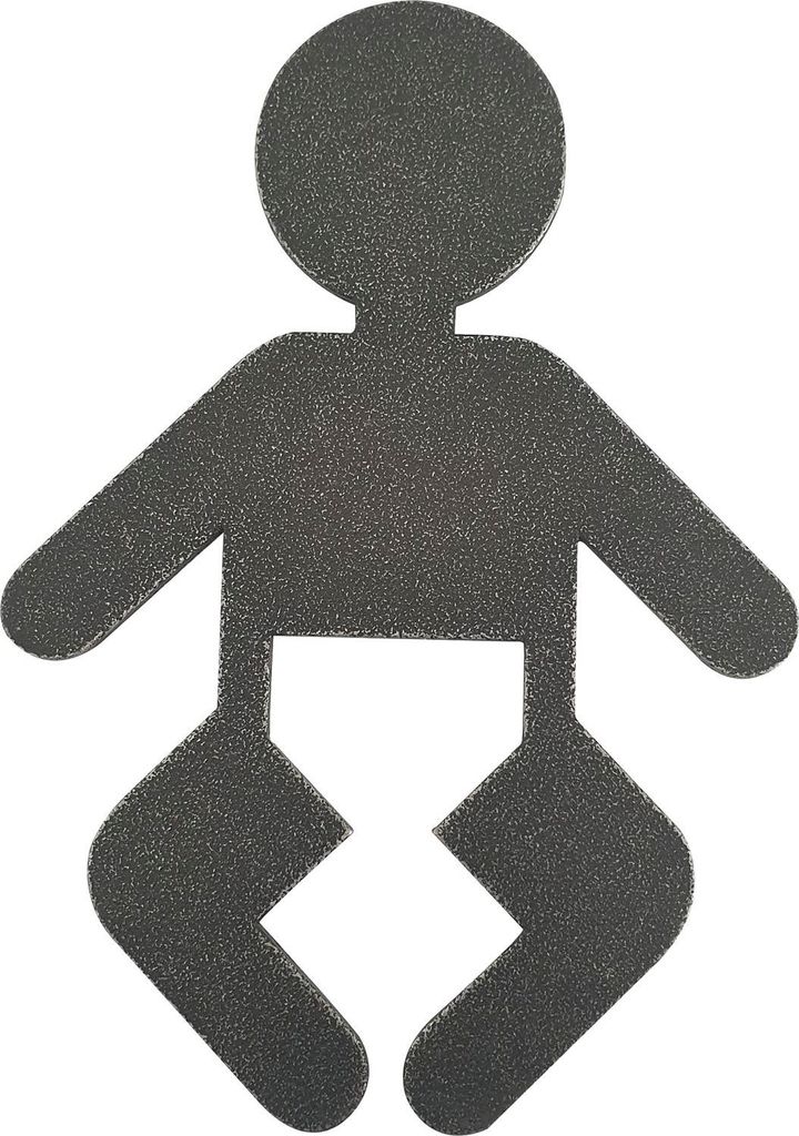Halcö WC Symbol zum kleben - Wickelraum (Baby) Eisen verzinkt patiniert schwarz