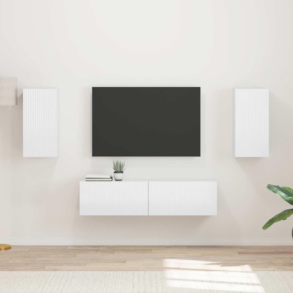 Maison Exclusive - TV-Schrankset 4 pcs Hochglanz Weiß Holzwerkstoff