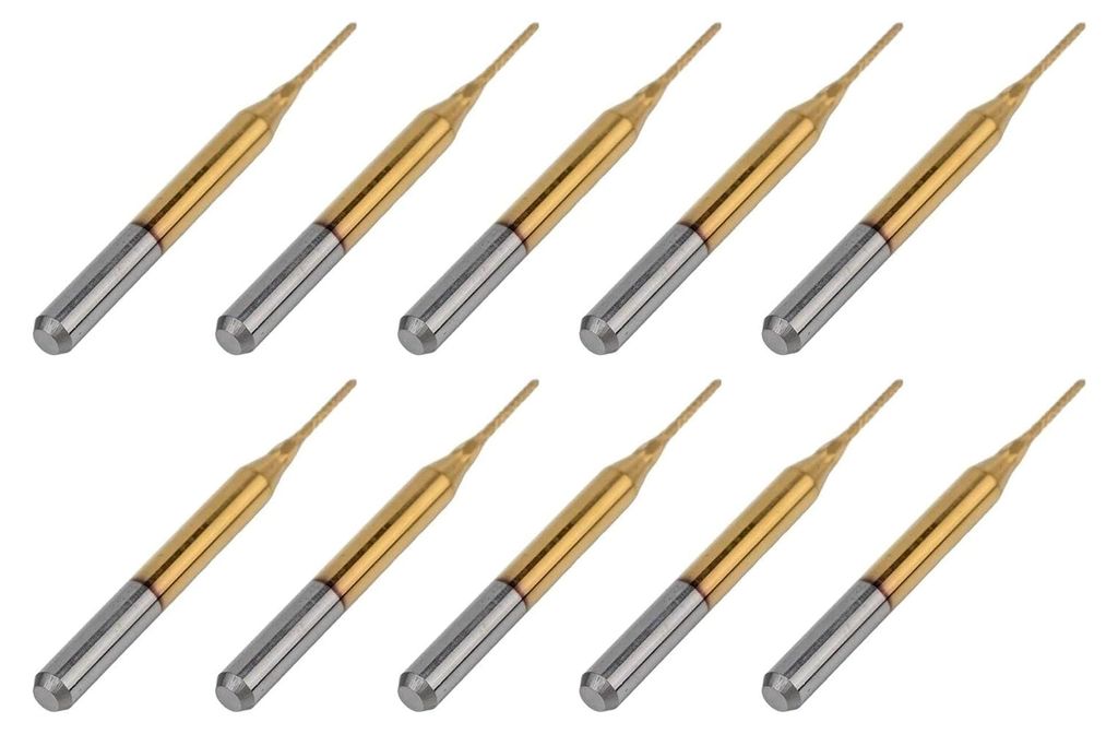 10 Stück 0,8 mm Hartmetall-Schaftfräser mit 1/8-Zoll-Schaft für CNC-Fräsen, geeignet für Leiterplatten, Metall, Holz, Kunststoff, Gravur, 6,3 ...