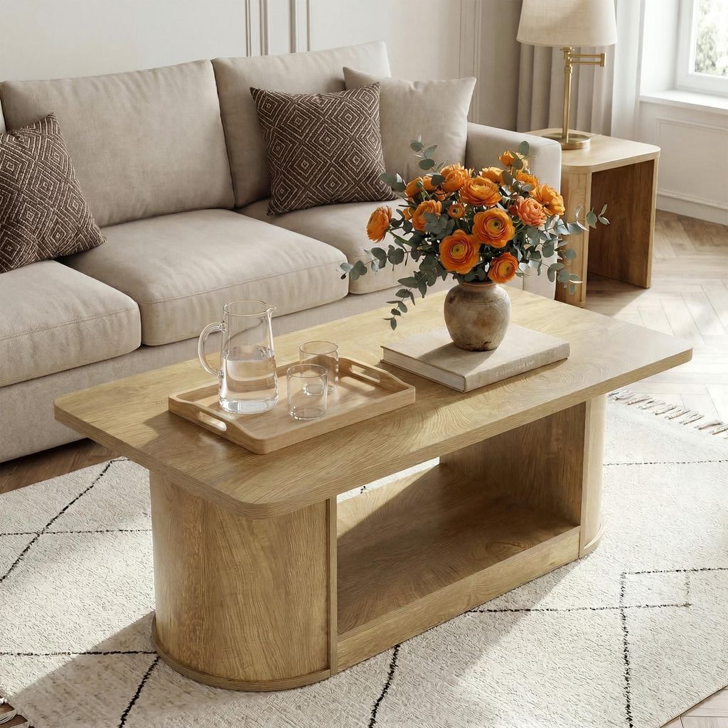 Tribesigns Moderner Couchtisch, 120 cm Wohnzimmertisch, 2-stufiger rechteckiger Ablagetisch mit Stauraum für Wohnung, Schlafzimmer, Homeoffice