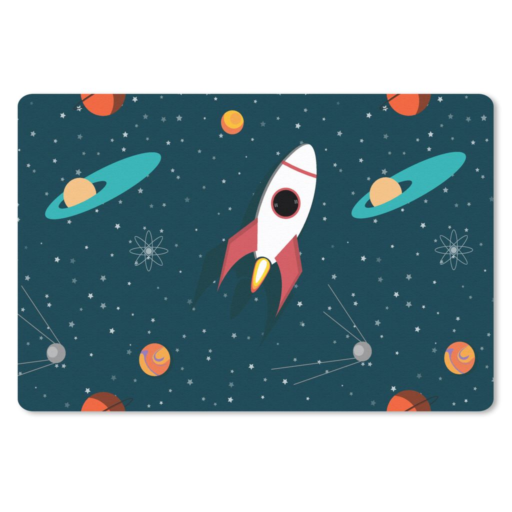 MuchoWow Schreibtischunterlage Rakete - Weltraum - Kinder - Design 60x40 cm - XXL Mauspad - Großes Mauspad