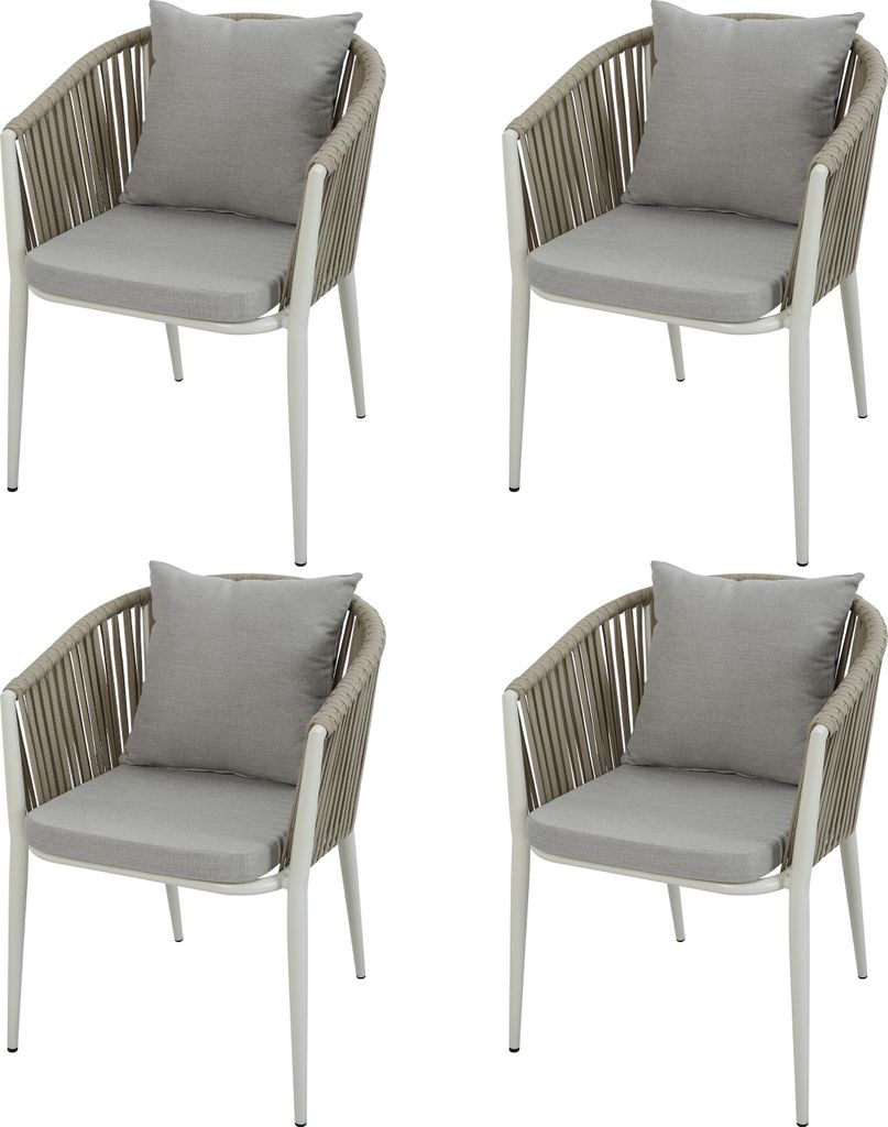 AXI Faye Gartenstuhl Set 4 Stück in Beige | Gartenstühle für Gartentisch aus Aluminium/Polyester & inklusive Sitzkissen aus Olefin | Stuhl Wette...