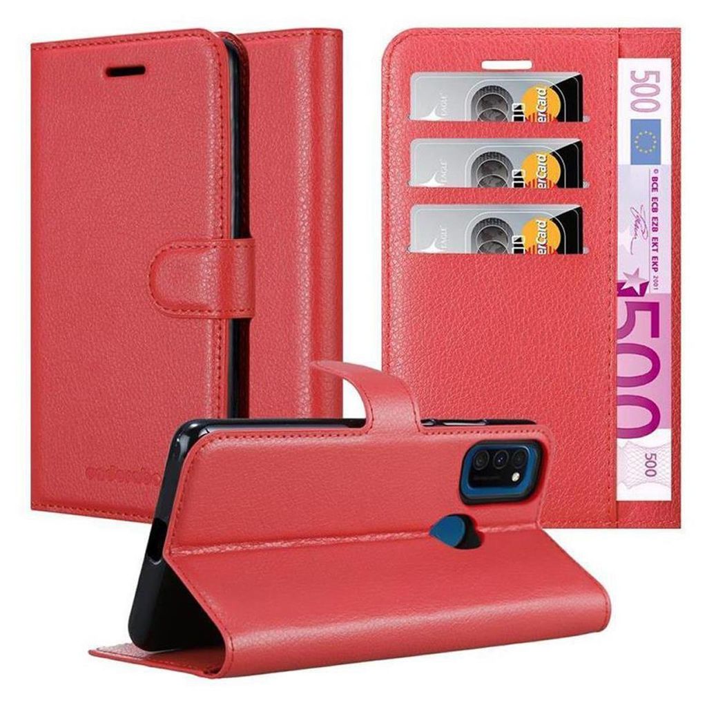Cadorabo Hülle für Samsung Galaxy M21 / M30s Schutz Hülle in Rot Handyhülle Etui Case Cover Magnetverschluss