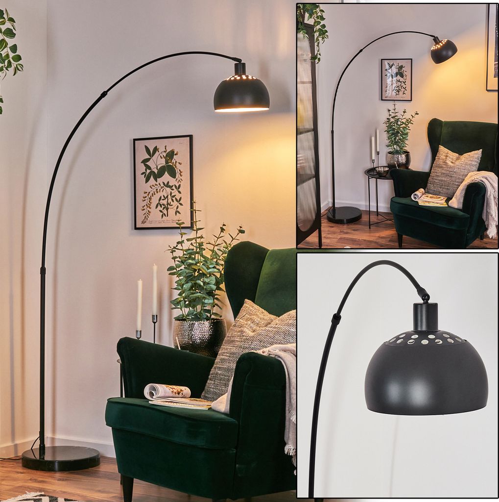 Gavirate Stehlampe aus Metall in Schwarz/Weiß mit Marmorfuß