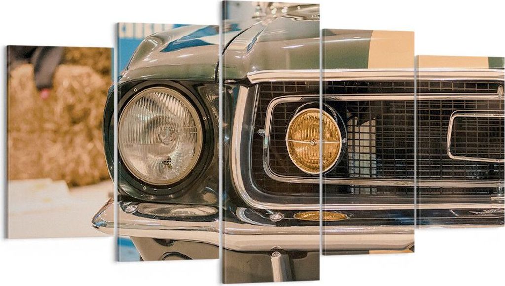 Bild auf Leinwand - Leinwandbild - 5 Teile - Abdeckung Ford Mustang - 160x85cm - Wand Bild - Wanddeko - Wandbilder - Leinwanddruck - Bilder - Wandd...
