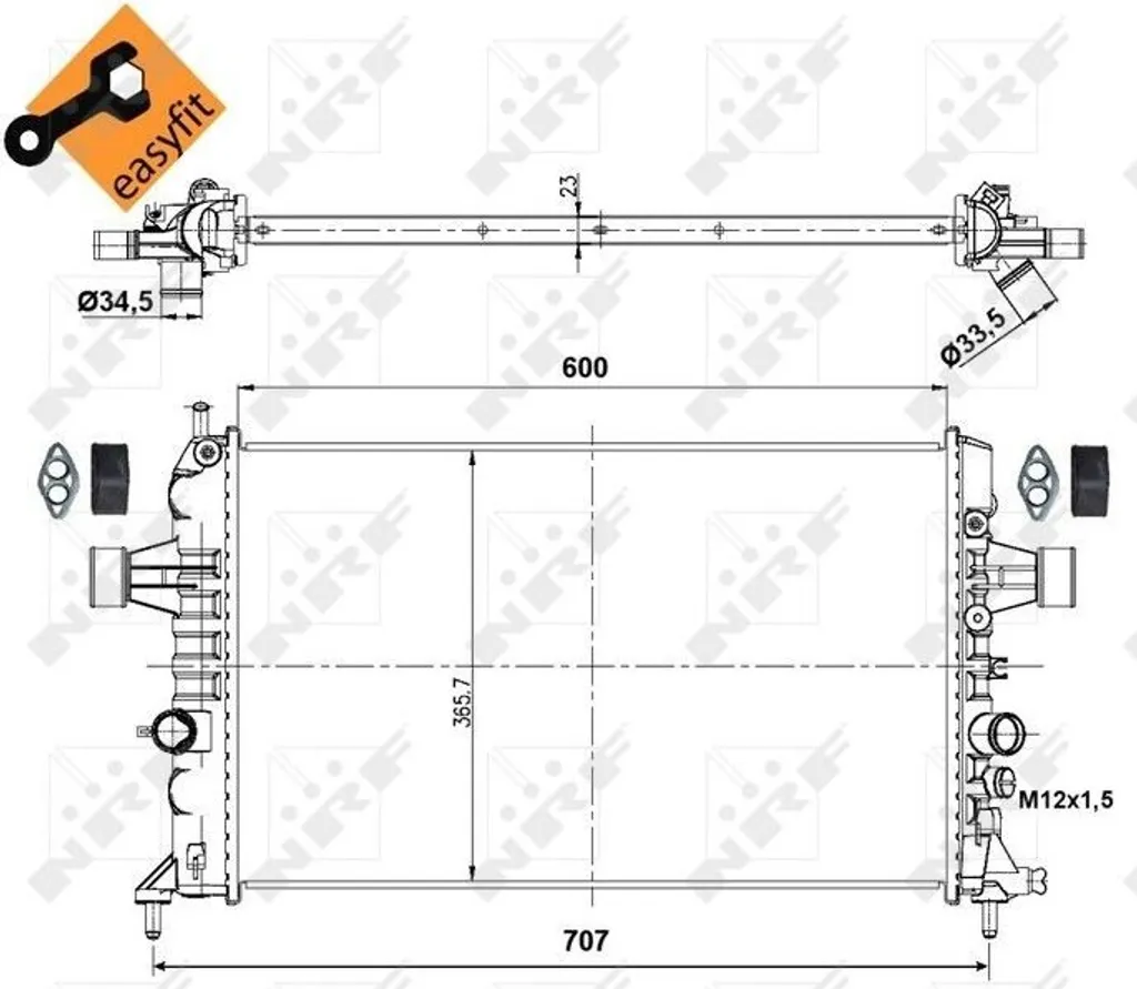 Radiateur Aluminium NRF 53000 Robuste pour Opel 1.4 1.6 1.8 2.0 16V