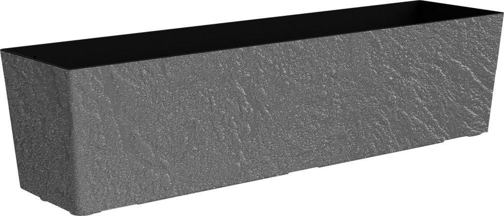 Dehner Pflanzkasten Stone, Blumentopf inkl. Bewässerungssystem / Ablaufloch, frostbeständig, ca. 74.5 x 19 x 19 cm, Polypropylen, grau