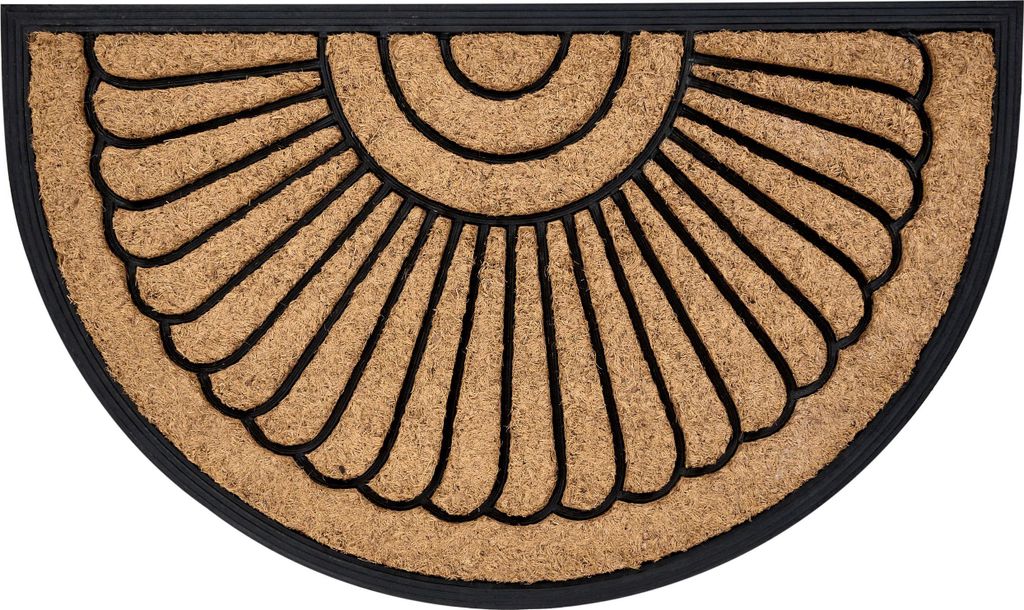 BELIANI Fußmatte Naturfarben u. Schwarz 45 x 75 cm Halbrund Indoor Innenbereich mit Muster Fußabtreter