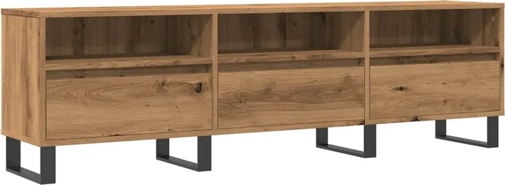 Meuble TV bois chêne 150 cm gain de place pour organiser vos câbles