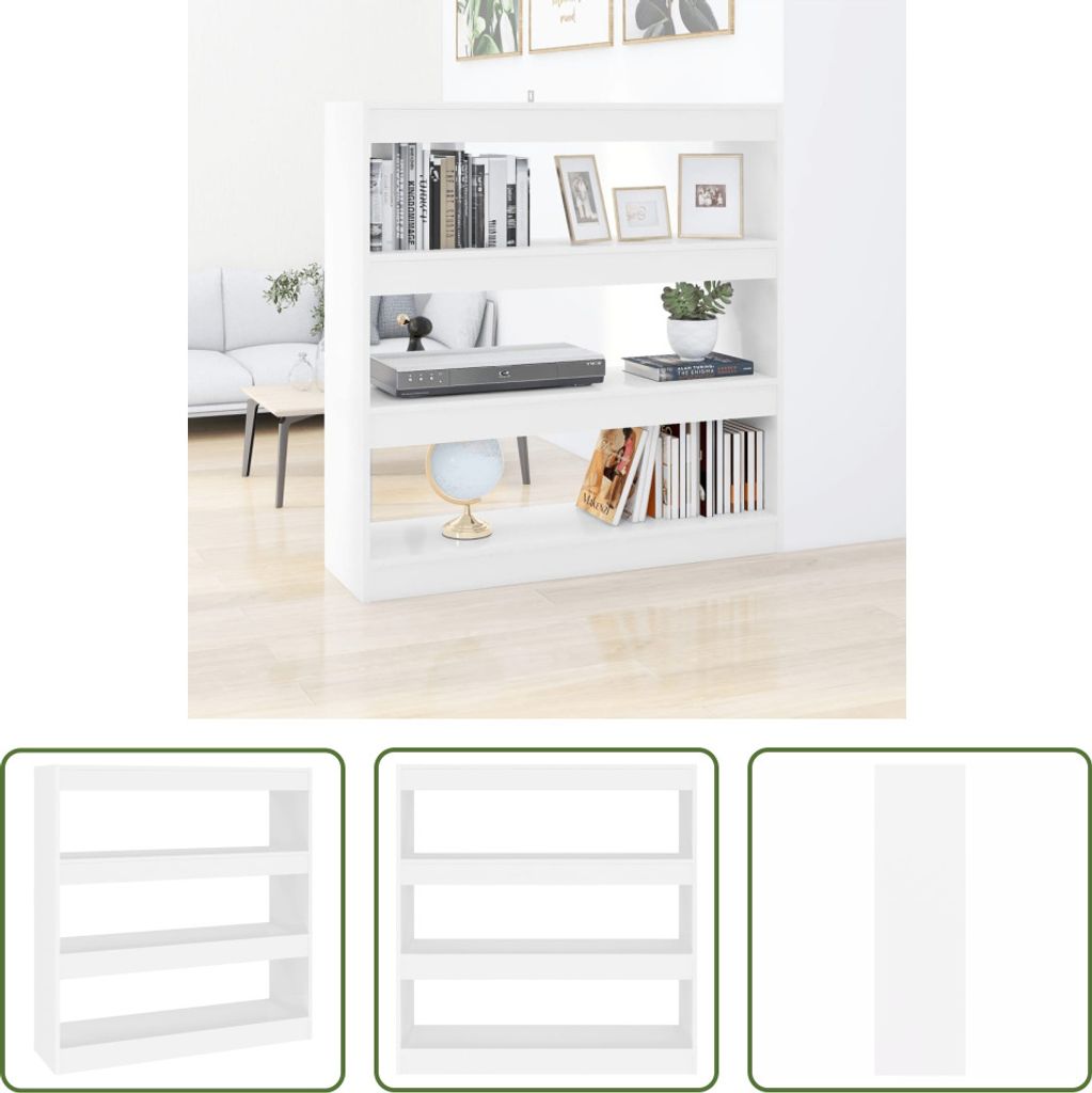 The Living Store Bücherregal/Raumteiler Weiß 100x30x103 cm Produktbild 